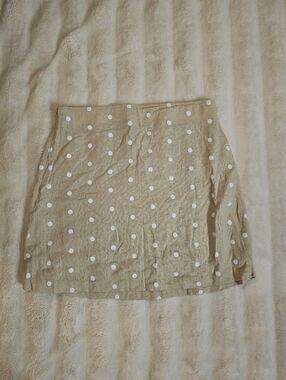 Old Navy Tan Skirt with White Polka Dots